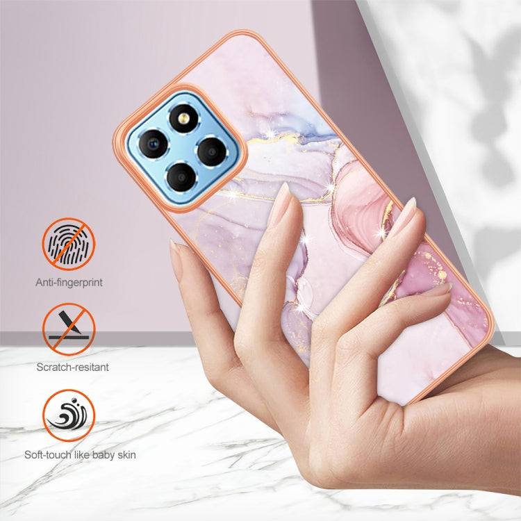 For Honor X8 5G Electroplating Marble Dual-side IMD Phone Case(Rose Gold 005) - Honor Cases by buy2fix | Online Shopping UK | buy2fix