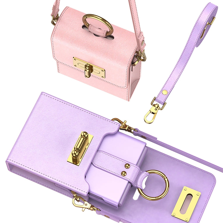 GKK Mini Backpack Plain Phone Bag + Phone Case with Ring For Samsung Galaxy Z Flip4 5G(Purple) - Galaxy Z Flip4 5G Cases by GKK | Online Shopping UK | buy2fix