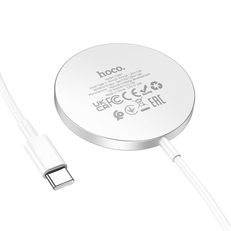 hoco CW47 Original Series 15W Magsafe Magnetic Wireless Fast Charging Charger(Silver) - Wireless Charger by hoco | Online Shopping UK | buy2fix
