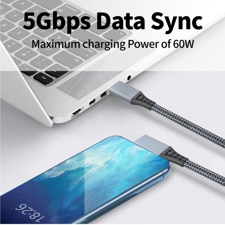 6m USB-C / Type-C to USB-C / Type-C Elbow 5Gbps 60W USB3.1 Gen1 Fast Charging Data-sync Cable(Grey) -  by buy2fix | Online Shopping UK | buy2fix