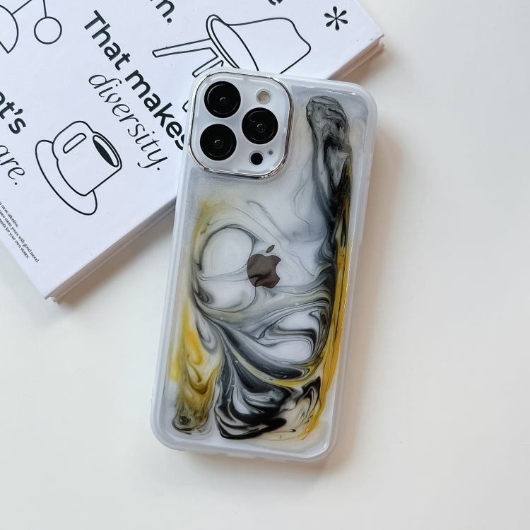 For iPhone 13 Pro Max Oil Painting Electroplating TPU Phone Case(White) - iPhone 13 Pro Max Cases by buy2fix | Online Shopping UK | buy2fix