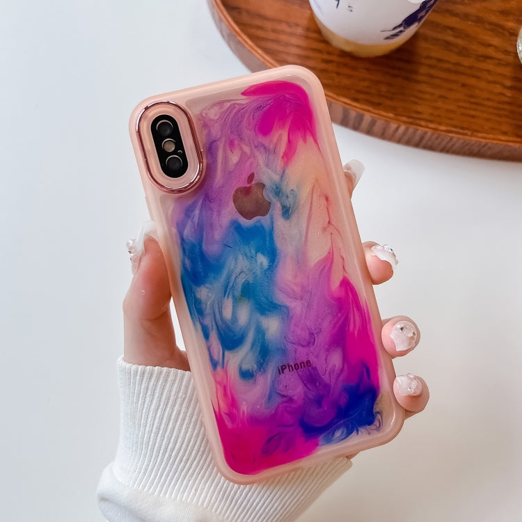 For iPhone XS Max Oil Painting Electroplating TPU Phone Case(Pink) - More iPhone Cases by buy2fix | Online Shopping UK | buy2fix