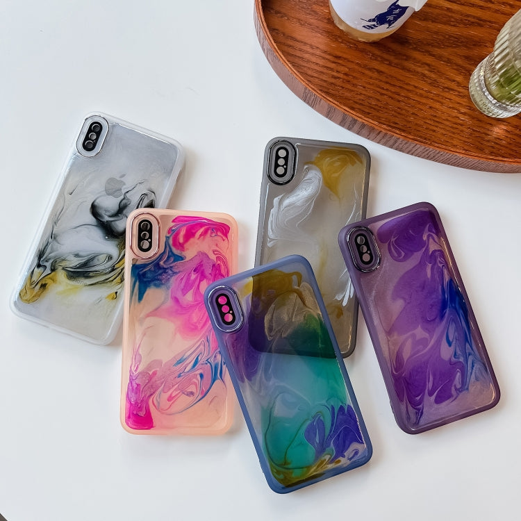 For iPhone XS Max Oil Painting Electroplating TPU Phone Case(Blue) - More iPhone Cases by buy2fix | Online Shopping UK | buy2fix