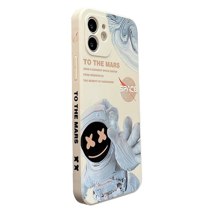 For iPhone 8 Plus Martian Astronaut Pattern Shockproof Phone Case(White) - More iPhone Cases by buy2fix | Online Shopping UK | buy2fix