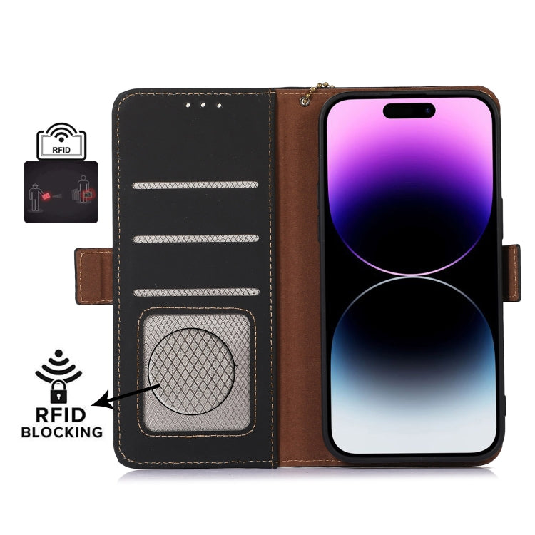 For Xiaomi Redmi 12 Genuine Leather Magnetic RFID Leather Phone Case(Black) - Xiaomi Cases by buy2fix | Online Shopping UK | buy2fix