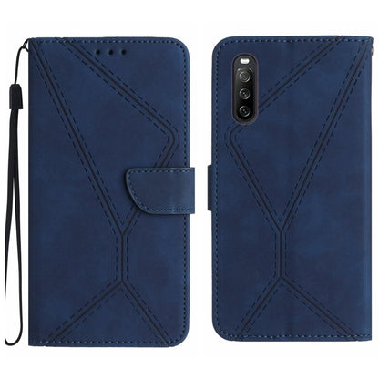 For Sony Xperia 10 V Stitching Embossed Leather Phone Case(Blue) - Sony Cases by buy2fix | Online Shopping UK | buy2fix