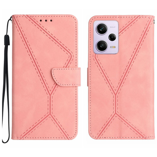 For Xiaomi Redmi Note 12 Pro+ Stitching Embossed Leather Phone Case(Pink) - Note 12 Pro+ Cases by buy2fix | Online Shopping UK | buy2fix