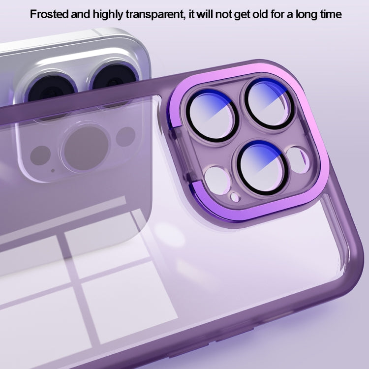 For iPhone 15 Plus Invisible Lens Bracket Matte Transparent MagSafe Phone Case(Purple) - iPhone 15 Plus Cases by buy2fix | Online Shopping UK | buy2fix