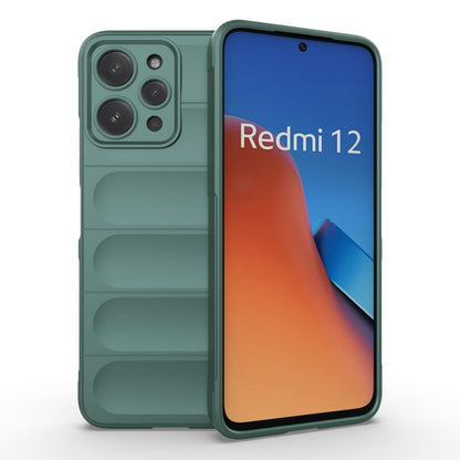 For Xiaomi Redmi 12 4G Magic Shield TPU + Flannel Phone Case(Dark Green) - Xiaomi Cases by buy2fix | Online Shopping UK | buy2fix