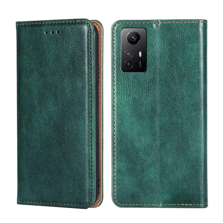 For Xiaomi Redmi Note 12S 4G Gloss Oil Solid Color Magnetic Leather Phone Case(Green) - Xiaomi Cases by buy2fix | Online Shopping UK | buy2fix