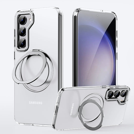 For Samsung Galaxy S23+ 5G 360 Rotating MagSafe Magnetic Skin Feel Phone Case(Silver) - Galaxy S23+ 5G Cases by buy2fix | Online Shopping UK | buy2fix