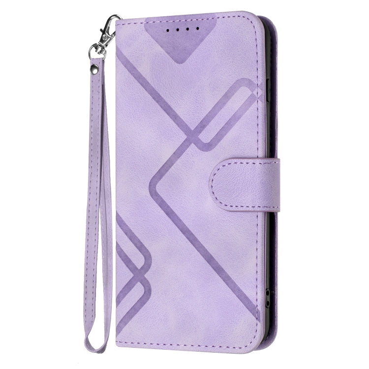 For Honor 70 Lite Line Pattern Skin Feel Leather Phone Case(Light Purple) - Honor Cases by buy2fix | Online Shopping UK | buy2fix