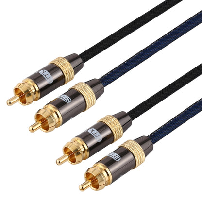 EMK 2 x RCA Male to 2 x RCA Male Gold Plated Connector Nylon Braid Coaxial Audio Cable for TV / Amplifier / Home Theater / DVD, Cable Length:5m(Black) - Audio Optical Cables by EMK | Online Shopping UK | buy2fix