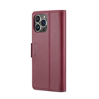 For iPhone 14 Pro CaseMe 023 Butterfly Buckle Litchi Texture RFID Anti-theft Leather Phone Case(Wine Red) - iPhone 14 Pro Cases by CaseMe | Online Shopping UK | buy2fix