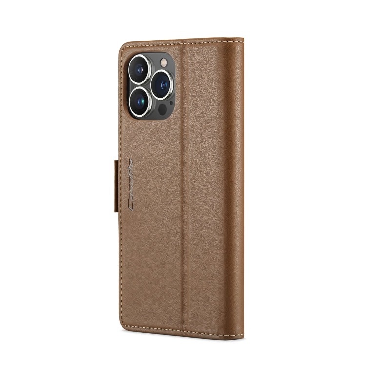 For iPhone 13 Pro CaseMe 023 Butterfly Buckle Litchi Texture RFID Anti-theft Leather Phone Case(Brown) - iPhone 13 Pro Cases by CaseMe | Online Shopping UK | buy2fix