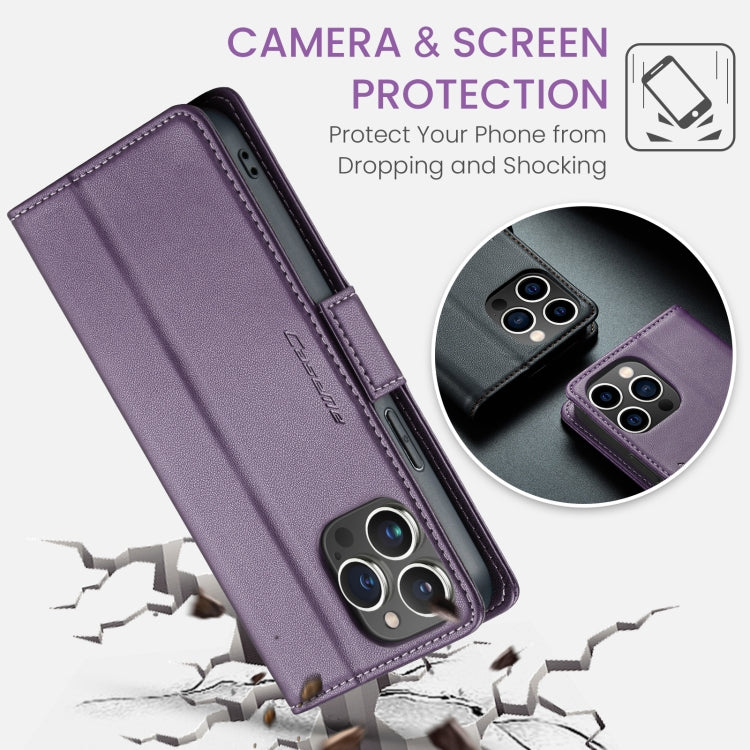 For iPhone 13 Pro Max CaseMe 023 Butterfly Buckle Litchi Texture RFID Anti-theft Leather Phone Case(Pearly Purple) - iPhone 13 Pro Max Cases by CaseMe | Online Shopping UK | buy2fix