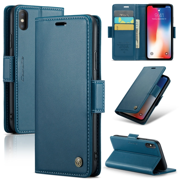 For iPhone XS CaseMe 023 Butterfly Buckle Litchi Texture RFID Anti-theft Leather Phone Case(Blue) - More iPhone Cases by CaseMe | Online Shopping UK | buy2fix