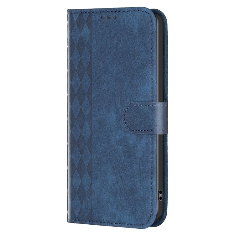 For iPhone 15 Plus Plaid Embossed Leather Phone Case(Blue) - iPhone 15 Plus Cases by buy2fix | Online Shopping UK | buy2fix