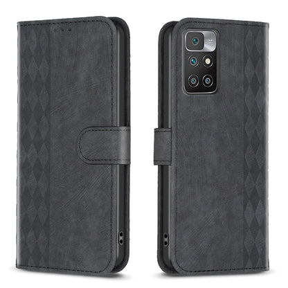 For Xiaomi Redmi 10 2022 Plaid Embossed Leather Phone Case(Black) - Xiaomi Cases by buy2fix | Online Shopping UK | buy2fix