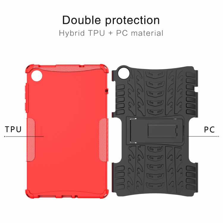 For Lenovo Tab M8 4th Gen Tire Texture TPU + PC Tablet Case with Holder(Black) - For Lenovo by buy2fix | Online Shopping UK | buy2fix