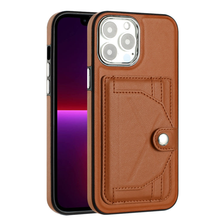 For iPhone 14 Pro Max Shockproof Leather Phone Case with Card Holder(Brown) - iPhone 14 Pro Max Cases by buy2fix | Online Shopping UK | buy2fix