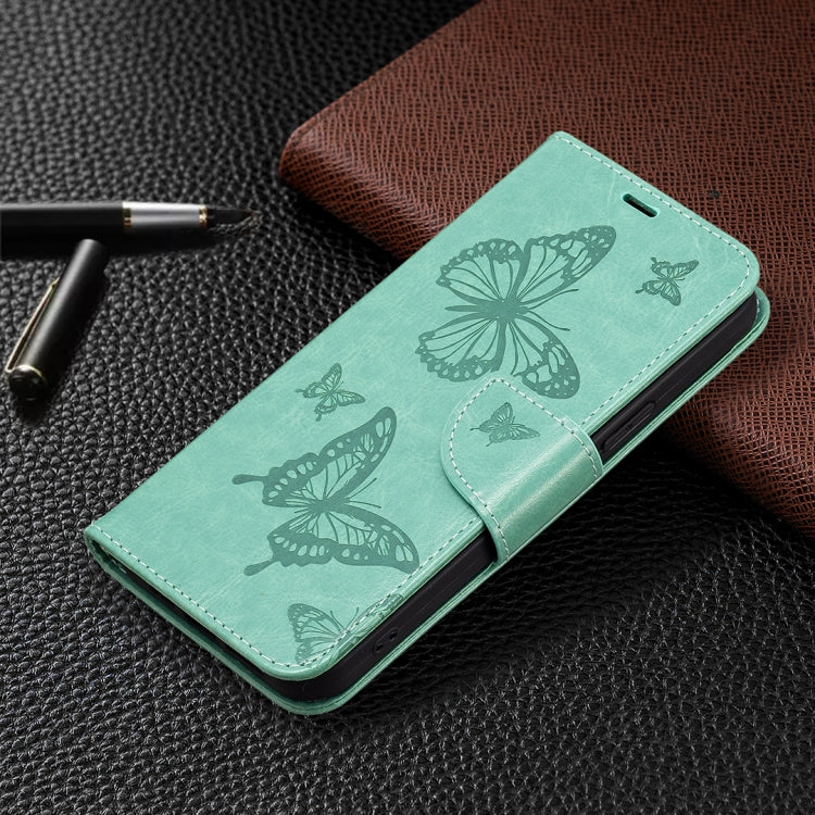 For Xiaomi Redmi Note 12S 4G / Note 11 Two Butterflies Embossing Leather Phone Case(Green) - Xiaomi Cases by buy2fix | Online Shopping UK | buy2fix