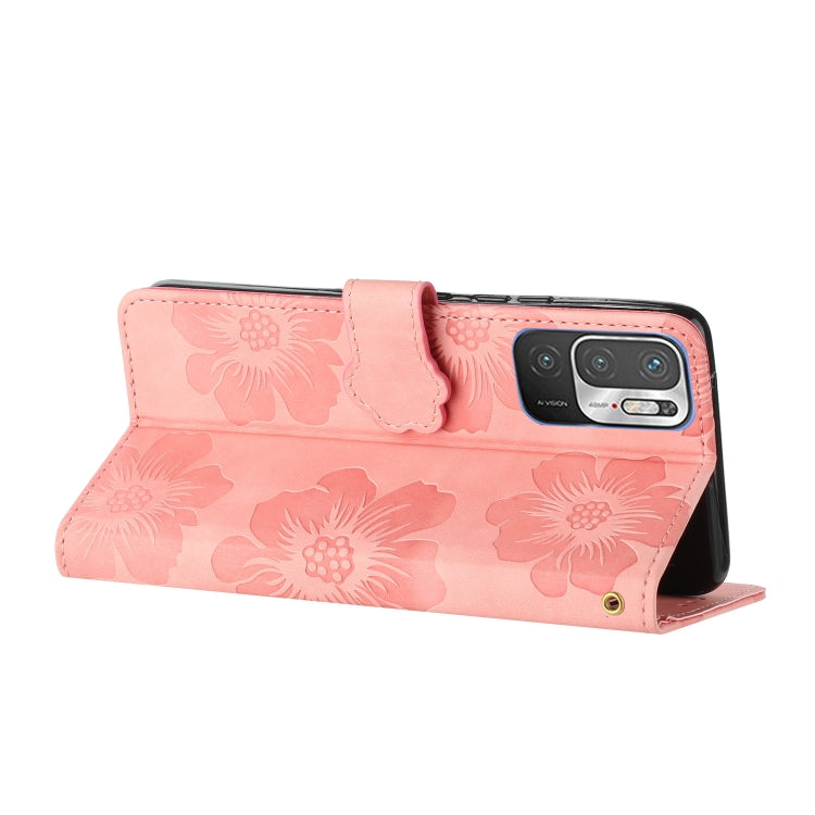 For Xiaomi Redmi Note 10 5G Flower Embossing Pattern Leather Phone Case(Pink) - Xiaomi Cases by buy2fix | Online Shopping UK | buy2fix