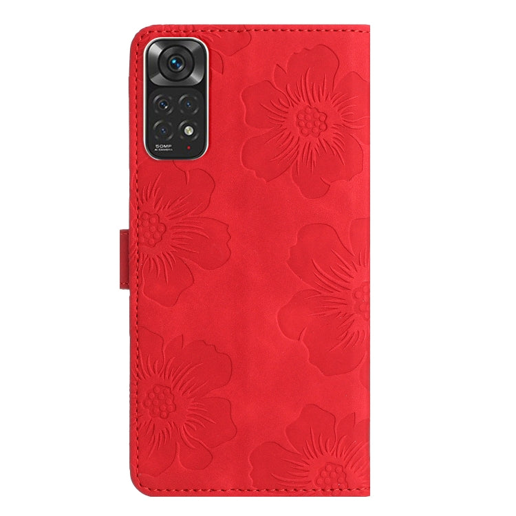 For Xiaomi Redmi Note 11 4G Global / Note 11S Flower Embossing Pattern Leather Phone Case(Red) - Xiaomi Cases by buy2fix | Online Shopping UK | buy2fix