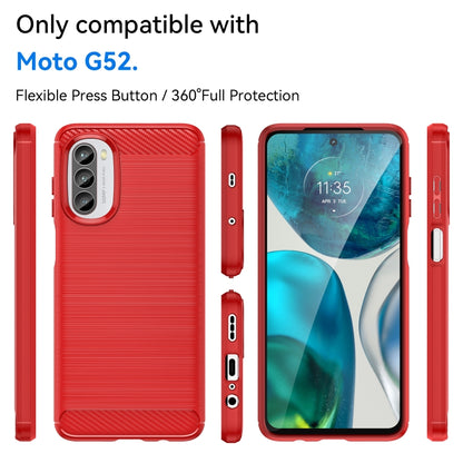 For Motorola Moto G52 Brushed Texture Carbon Fiber TPU Phone Case(Red) - Motorola Cases by buy2fix | Online Shopping UK | buy2fix