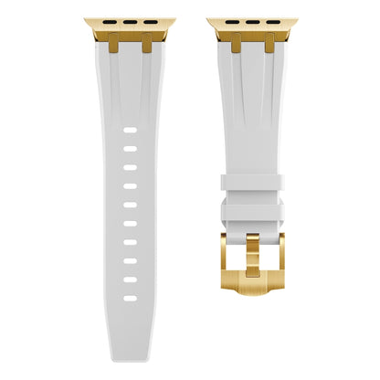 AP Silicone Watch Band For Apple Watch 3 38mm(Gold White) - Watch Bands by buy2fix | Online Shopping UK | buy2fix