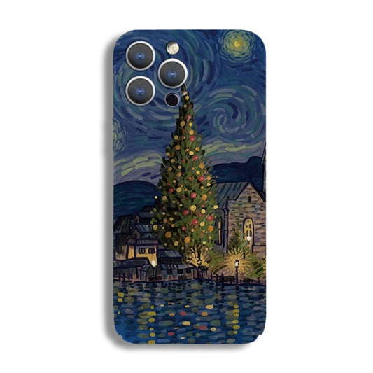 For iPhone 14 Pro Precise Hole Oil Painting Pattern PC Phone Case(Castle) - iPhone 14 Pro Cases by buy2fix | Online Shopping UK | buy2fix