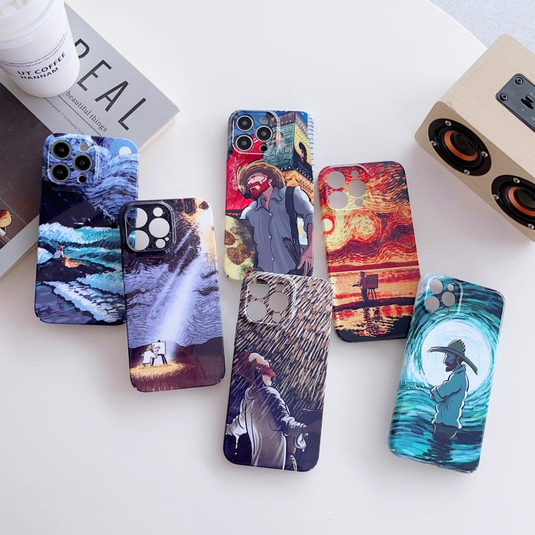 For iPhone 12 Pro Max Precise Hole Oil Painting Pattern PC Phone Case(Sunset) - iPhone 12 Pro Max Cases by buy2fix | Online Shopping UK | buy2fix