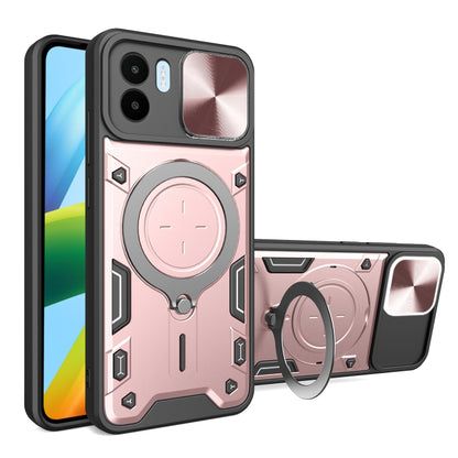 For Xiaomi Redmi A1 4G CD Texture Sliding Camshield Magnetic Holder Phone Case(Pink) - Xiaomi Cases by buy2fix | Online Shopping UK | buy2fix