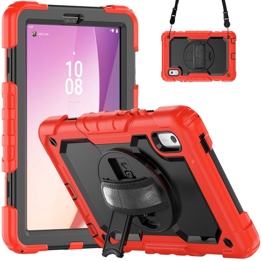 For Lenovo Tab M9 Silicone Hybrid PC Tablet Case with Shoulder Strap(Red) - For Lenovo by buy2fix | Online Shopping UK | buy2fix