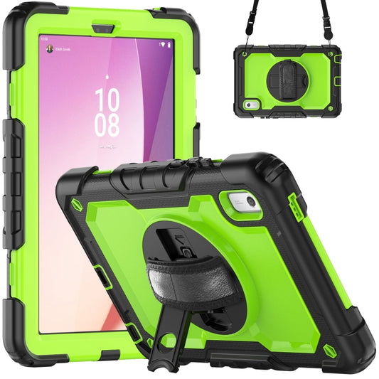 For Lenovo Tab M9 Silicone Hybrid PC Tablet Case with Shoulder Strap(Yellow Green PC) - For Lenovo by buy2fix | Online Shopping UK | buy2fix