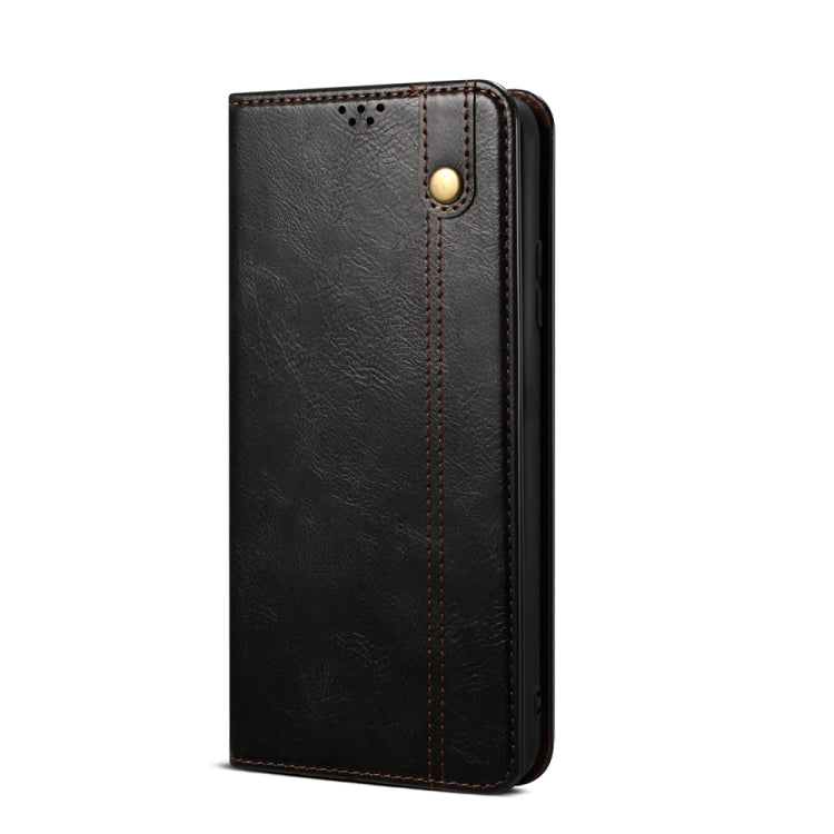 For Xiaomi Redmi Note 12 Turbo / Poco F5 Oil Wax Crazy Horse Texture Flip Leather Phone Case(Black) - Xiaomi Cases by buy2fix | Online Shopping UK | buy2fix