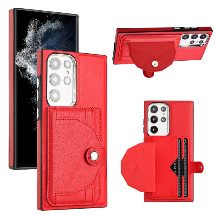 For Samsung Galaxy S22 Ultra 5G Shockproof Leather Phone Case with Card Holder(Red) - Galaxy S22 Ultra 5G Cases by buy2fix | Online Shopping UK | buy2fix