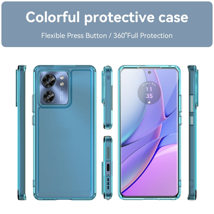 For Motorola Edge 40 Candy Series TPU Phone Case(Transparent Blue) - Motorola Cases by buy2fix | Online Shopping UK | buy2fix