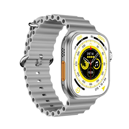 WS-E9 Ultra 2.2 inch IP67 Waterproof Metal Buckle Ocean Silicone Band Smart Watch, Support Heart Rate / NFC(Silver) - Smart Watches by buy2fix | Online Shopping UK | buy2fix