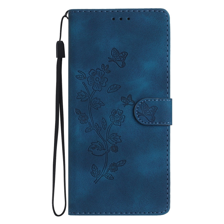 For TCL 405 / 406 / 408 Flower Butterfly Embossing Pattern Leather Phone Case(Blue) - More Brand by buy2fix | Online Shopping UK | buy2fix