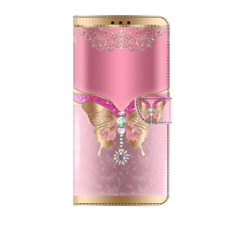 For Xiaomi Redmi 9 Crystal 3D Shockproof Protective Leather Phone Case(Pink Bottom Butterfly) - Xiaomi Cases by buy2fix | Online Shopping UK | buy2fix