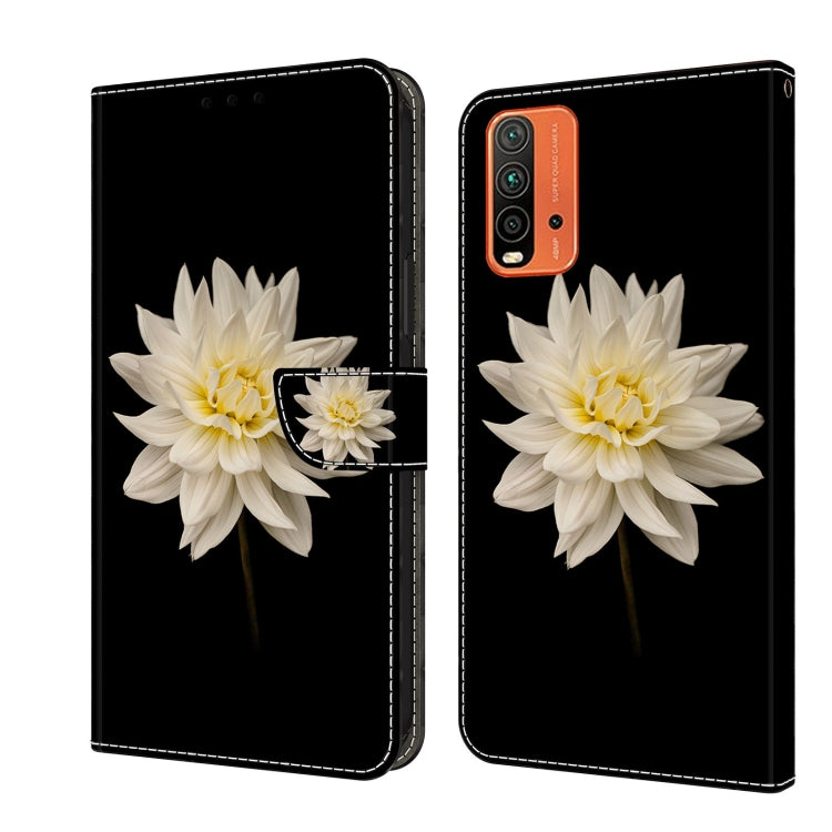 For Xiaomi Redmi 9T Crystal 3D Shockproof Protective Leather Phone Case(White Flower) - Xiaomi Cases by buy2fix | Online Shopping UK | buy2fix