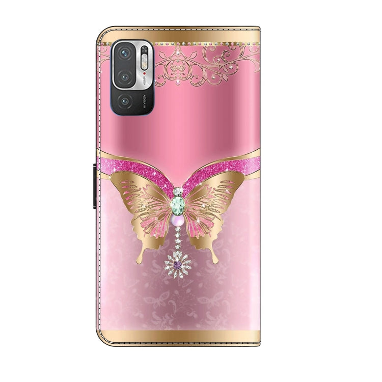 For Xiaomi Redmi Note 10 5G Crystal 3D Shockproof Protective Leather Phone Case(Pink Bottom Butterfly) - Xiaomi Cases by buy2fix | Online Shopping UK | buy2fix