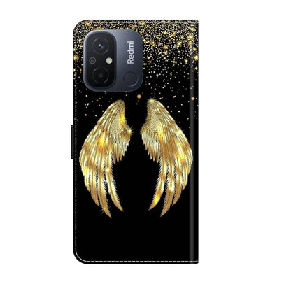 For Xiaomi Redmi 11A 4G / Redmi 12C Global Crystal 3D Shockproof Protective Leather Phone Case(Golden Wings) - Xiaomi Cases by buy2fix | Online Shopping UK | buy2fix