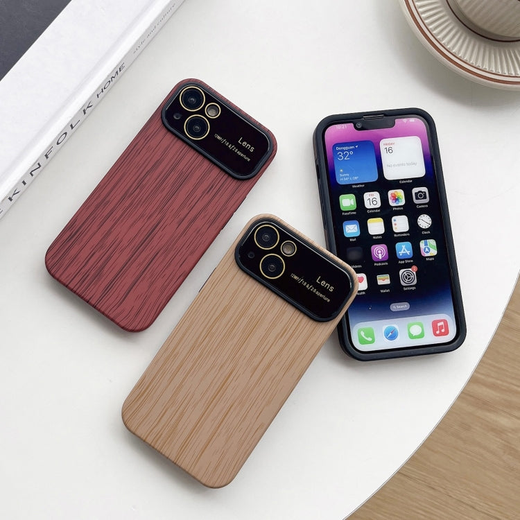 For iPhone 11 Pro Wood Grain TPU Phone Case with Lens Film(Beige) - iPhone 11 Pro Cases by buy2fix | Online Shopping UK | buy2fix