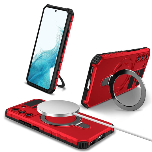 For Samsung Galaxy S22 5G MagSafe Magnetic Holder Phone Case(Red) - Galaxy S22 5G Cases by buy2fix | Online Shopping UK | buy2fix