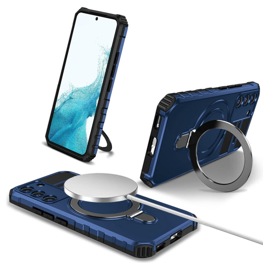 For Samsung Galaxy S22 5G MagSafe Magnetic Holder Phone Case(Blue) - Galaxy S22 5G Cases by buy2fix | Online Shopping UK | buy2fix