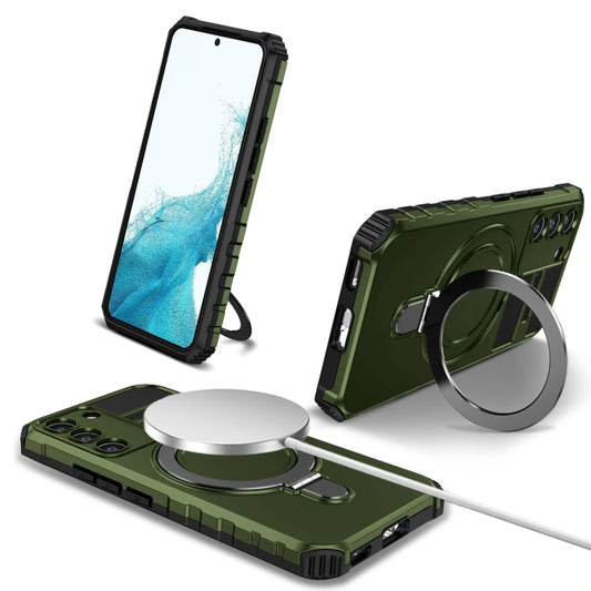 For Samsung Galaxy S22 5G MagSafe Magnetic Holder Phone Case(Green) - Galaxy S22 5G Cases by buy2fix | Online Shopping UK | buy2fix
