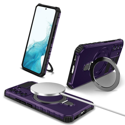 For Samsung Galaxy S22 5G MagSafe Magnetic Holder Phone Case(Purple) - Galaxy S22 5G Cases by buy2fix | Online Shopping UK | buy2fix
