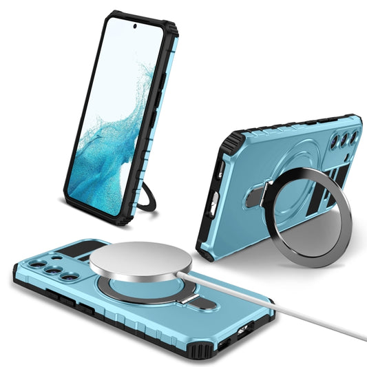For Samsung Galaxy S22+ 5G MagSafe Magnetic Holder Phone Case(Light Blue) - Galaxy S22+ 5G Cases by buy2fix | Online Shopping UK | buy2fix